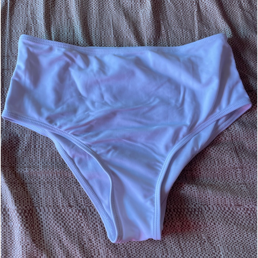White High Waisted Bikini Bottom